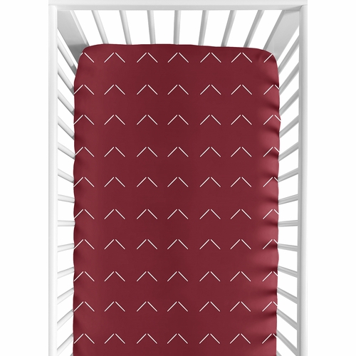 Woodland Arrow Burgundy Red and White Crib Sheet
