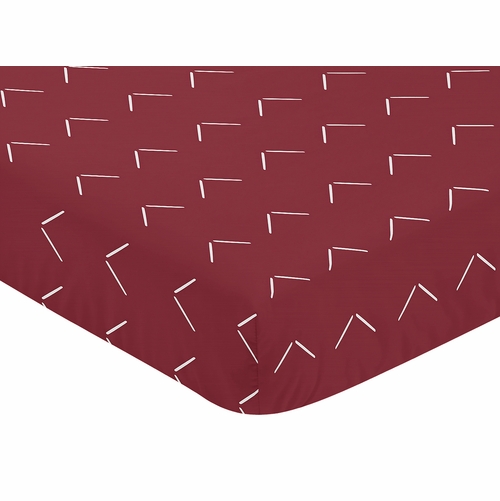 Woodland Arrow Burgundy Red and White Crib Sheet - alt image 2