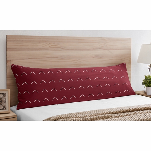 Woodland Arrow Burgundy Red and White Full Length Body Pillow Cover - alt image 1