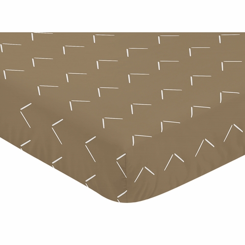 Woodland Arrow Cocoa Brown and White Crib Sheet - alt image 2