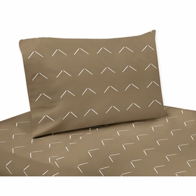Woodland Arrow Cocoa Brown and White Twin Sheet Set