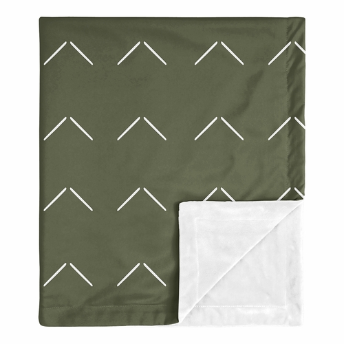 Woodland Arrow Green and White Baby Blanket
