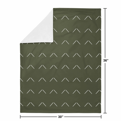 Woodland Arrow Green and White Baby Blanket - alt image 3