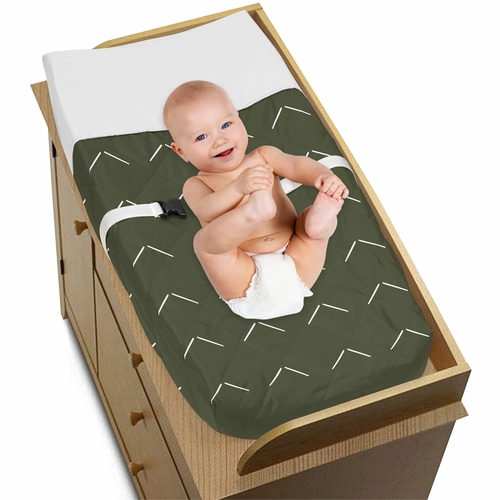 Woodland Arrow Green and White Changing Pad Cover - alt image 2