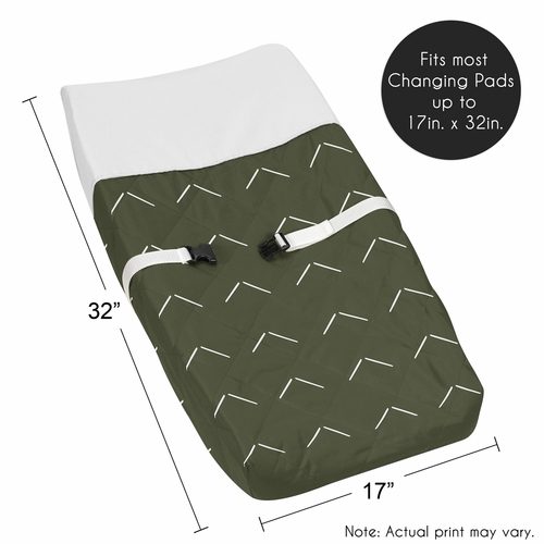 Woodland Arrow Green and White Changing Pad Cover - alt image 4