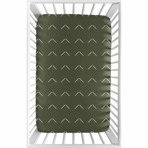 Woodland Arrow Green and White Mini Crib Sheet