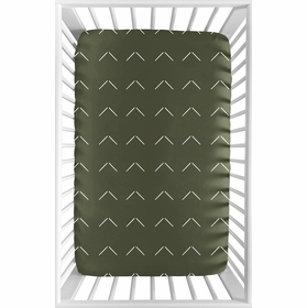 Woodland Arrow Green and White Mini Crib Sheet