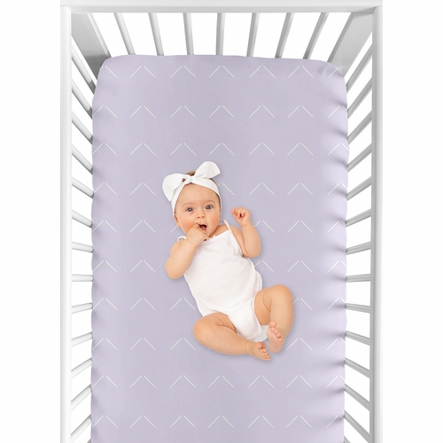 Woodland Arrow Lavender Purple and White Crib Sheet - alt image 3