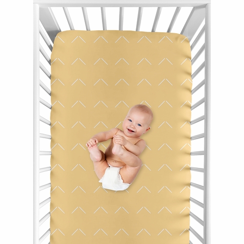 Woodland Arrow Mustard and White Crib Sheet - alt image 3