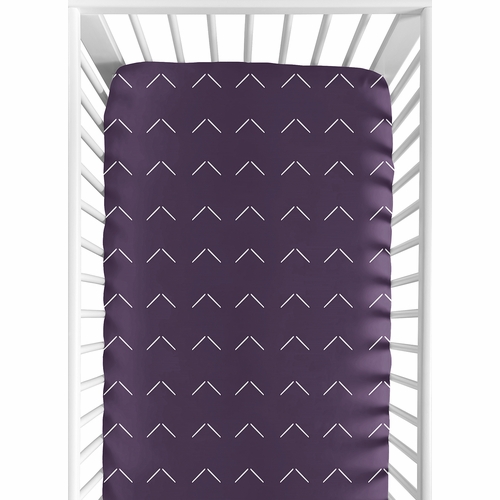 Woodland Arrow Plum Purple and White Crib Sheet