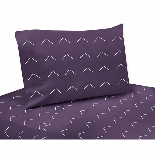 Woodland Arrow Plum Purple and White Twin Sheet Set