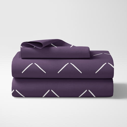Woodland Arrow Plum Purple and White Twin Sheet Set - alt image 1