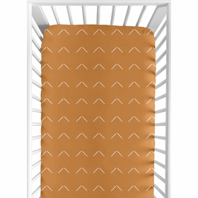 Woodland Arrow Pumpkin and White  Crib Sheet