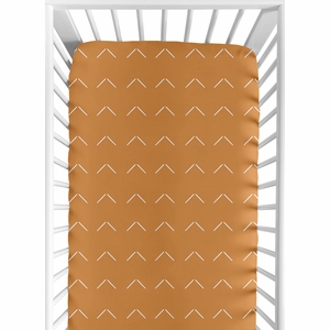 Woodland Arrow Pumpkin and White  Crib Sheet