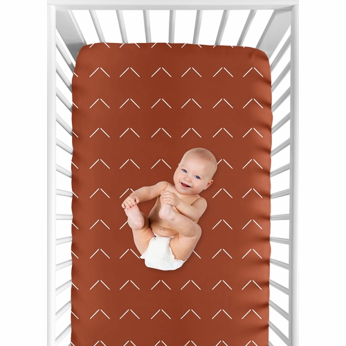 Woodland Arrow Rust and White  Crib Sheet - alt image 3