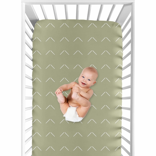 Woodland Arrow Sage and White  Crib Sheet - alt image 3