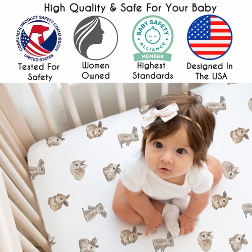 Woodland Bunny Collection Crib Sheet - alt image 2