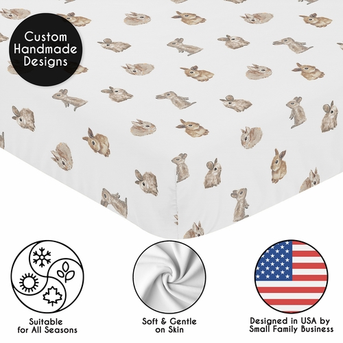 Woodland Bunny Collection Crib Sheet - alt image 4