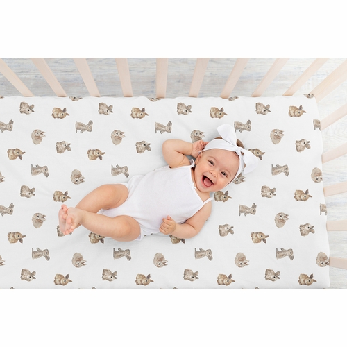 Woodland Bunny Collection Crib Sheet - alt image 5