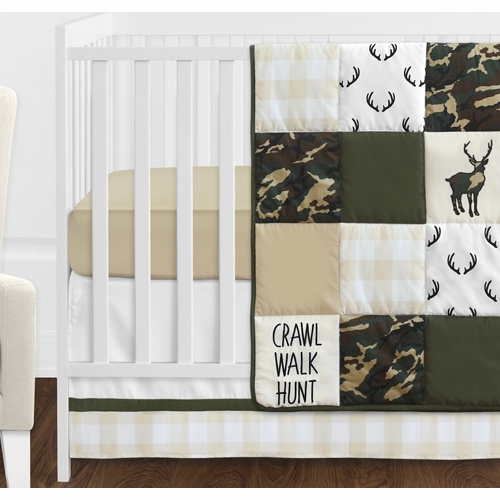 Woodland Camo Collection 11 Piece Bumperless Crib Bedding - alt image 1