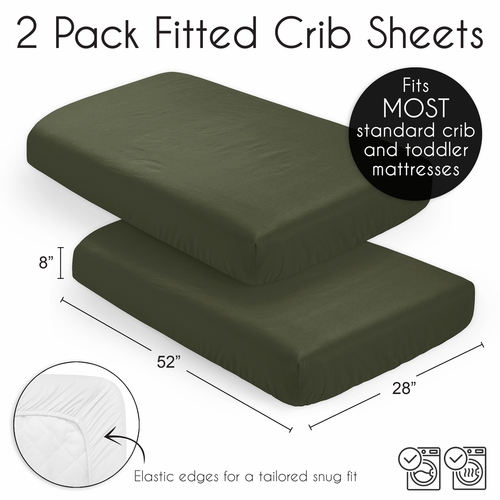 Woodland Camo Collection 2 Pack Crib Sheets - Solid Green - alt image 5