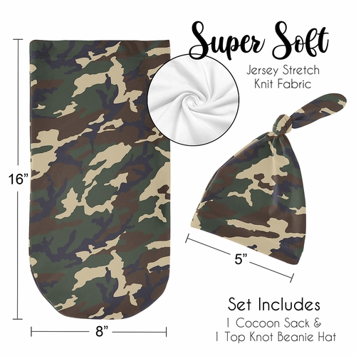 Woodland Camo Collection Baby Cocoon and Beanie Hat - 2 Piece Set - alt image 4