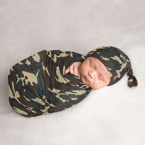 Woodland Camo Collection Baby Cocoon and Beanie Hat - 2 Piece Set