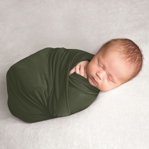 Woodland Camo Collection Baby Swaddle Blanket - Solid Green