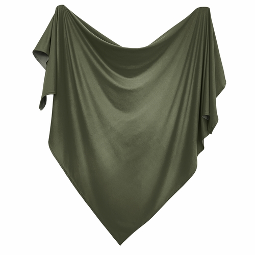 Woodland Camo Collection Baby Swaddle Blanket - Solid Green - alt image 1