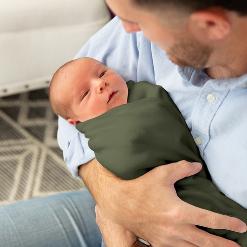 Woodland Camo Collection Baby Swaddle Blanket - Solid Green - alt image 2