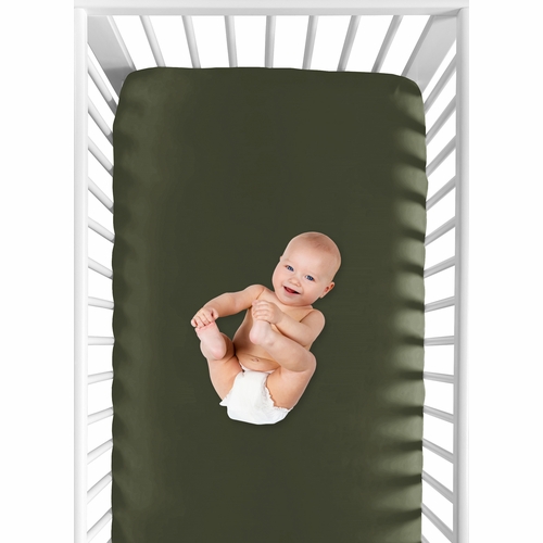 Woodland Camo Collection Crib Sheet - Dark Green - alt image 3