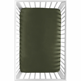 Woodland Camo Collection Mini Crib Sheet - Solid Dark Green