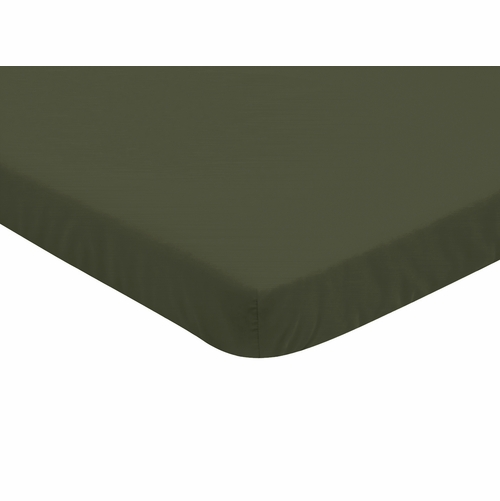 Woodland Camo Collection Mini Crib Sheet - Solid Dark Green - alt image 1
