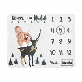 Woodland Camo Collection Monthly Milestone Baby Blanket