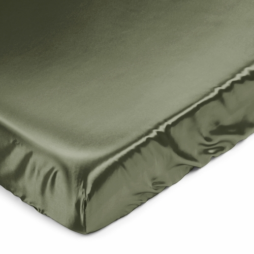 Woodland Camo Collection Satin Fitted Crib Sheet - Solid Dark Green