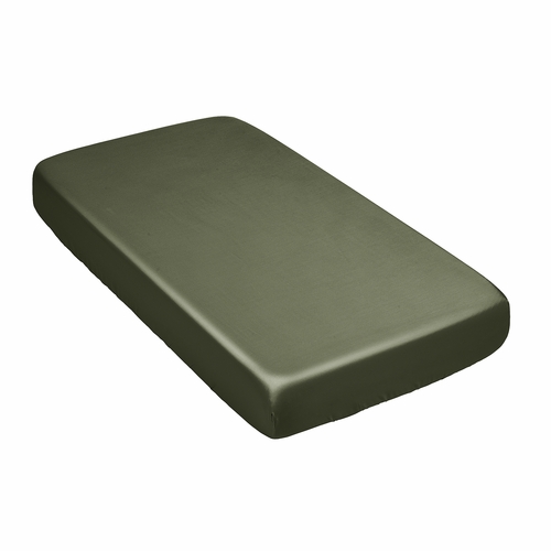 Woodland Camo Collection Satin Fitted Crib Sheet - Solid Dark Green - alt image 2