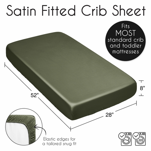 Woodland Camo Collection Satin Fitted Crib Sheet - Solid Dark Green - alt image 5