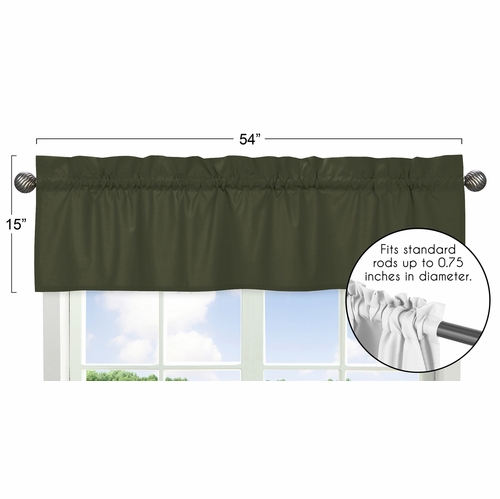 Woodland Camo Collection Solid Dark Green Window Valance - alt image 4