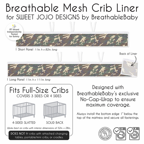 Woodland Camo Collection Sweet Jojo Designs + BreathableBaby Breathable Mesh Crib Liner - alt image 5