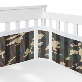 Woodland Camo Collection Sweet Jojo Designs + BreathableBaby Breathable Mesh Crib Liner Pad