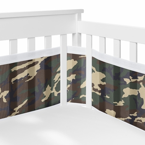 Woodland Camo Collection Sweet Jojo Designs + BreathableBaby Breathable Mesh Crib Liner Pad