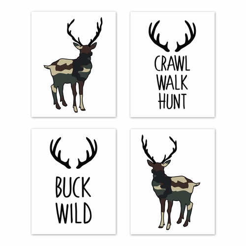 Woodland Camo Collection Wall Art Prints - Set of 4