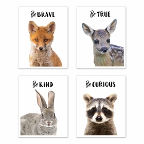Woodland Forest Animal Collection Wall Art Prints - Set of 4 - Brave