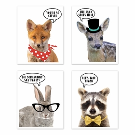 Woodland Forest Animal Collection Wall Art Prints - Set of 4 - Clever