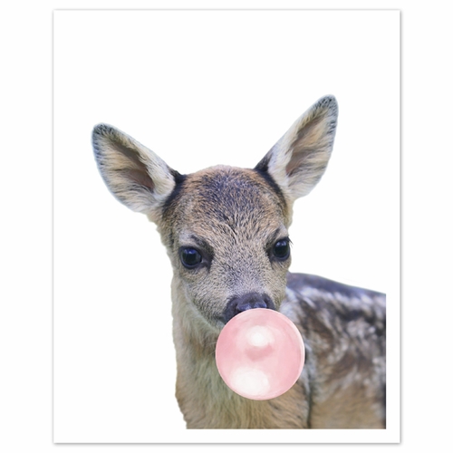 Woodland Forest Animal Collection Wall Art Prints - Set of 4 - Pink Bubble - alt image 3