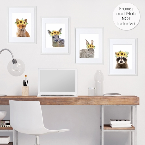 Woodland Forest Animal Wall Art Prints - Set of 4 - Sunflower - alt image 2