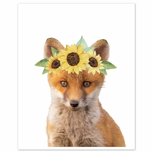 Woodland Forest Animal Wall Art Prints - Set of 4 - Sunflower - alt image 3