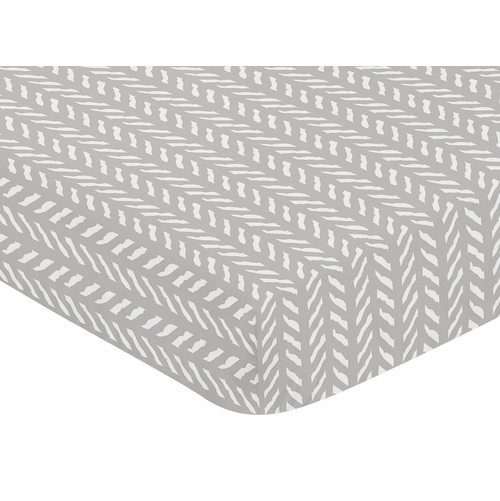 Woodland Friends Collection Crib Sheet - Herringbone Print - alt image 2