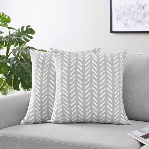 Woodland Friends Collection Grey Herringbone Print Decorative Accent Throw Pillows - Set of 2 - alt image 1