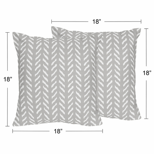 Woodland Friends Collection Grey Herringbone Print Decorative Accent Throw Pillows - Set of 2 - alt image 3